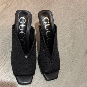 Gucci Black Embellished Women's Mules